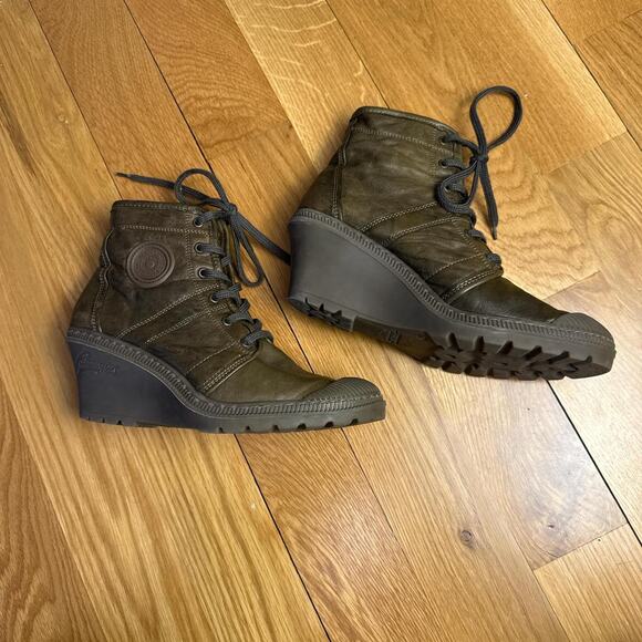 Pataugas brown leather wedge ankle boots - Picture 7 of 8